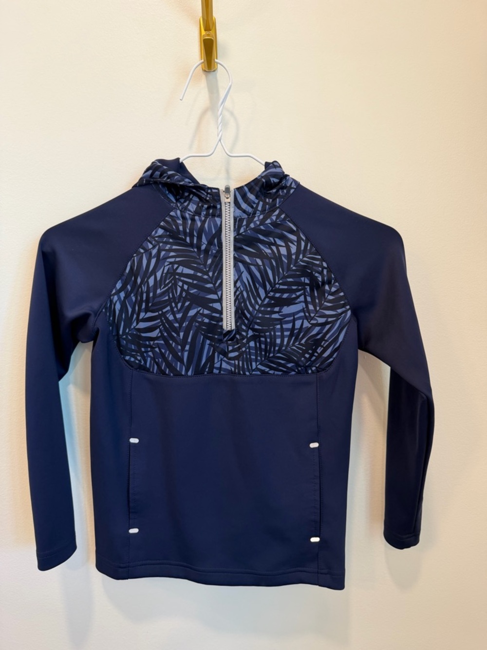 Peter Millar Navy Blue‎ Palm Hyperlight Hybrid Hoodie Pullover Youth Boys XS 5-6